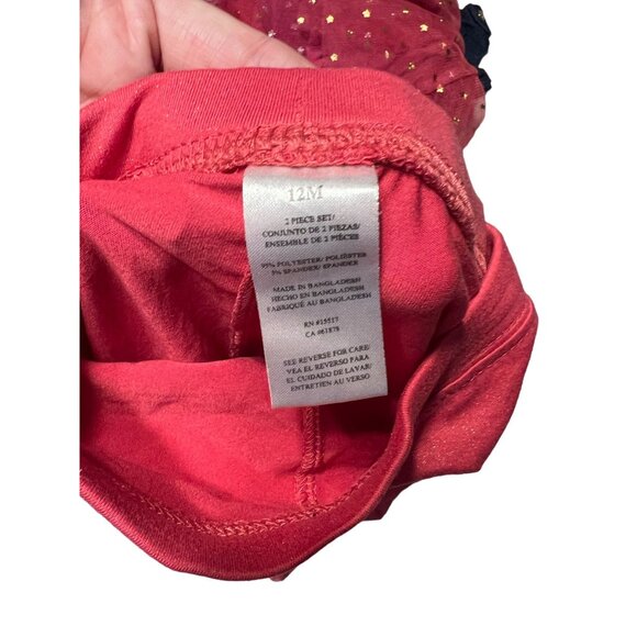 Nanette Lepore Infant Girls Set Size 12 months Pink Glitter Metallic Star Dark C - Picture 7 of 9